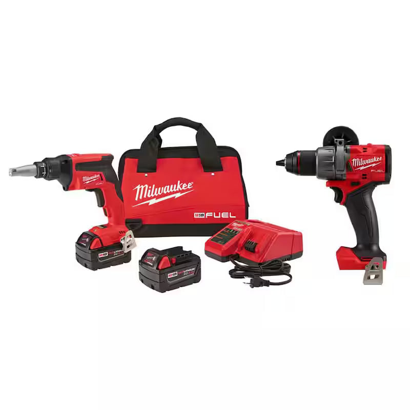 18-Volt Lithium-Ion Brushless Cordless Drywall Screw Gun Kit with Hammer Drill Q69692