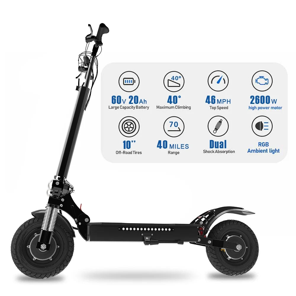 Electric Scooter, 60V 2600W Dual Motors N415
