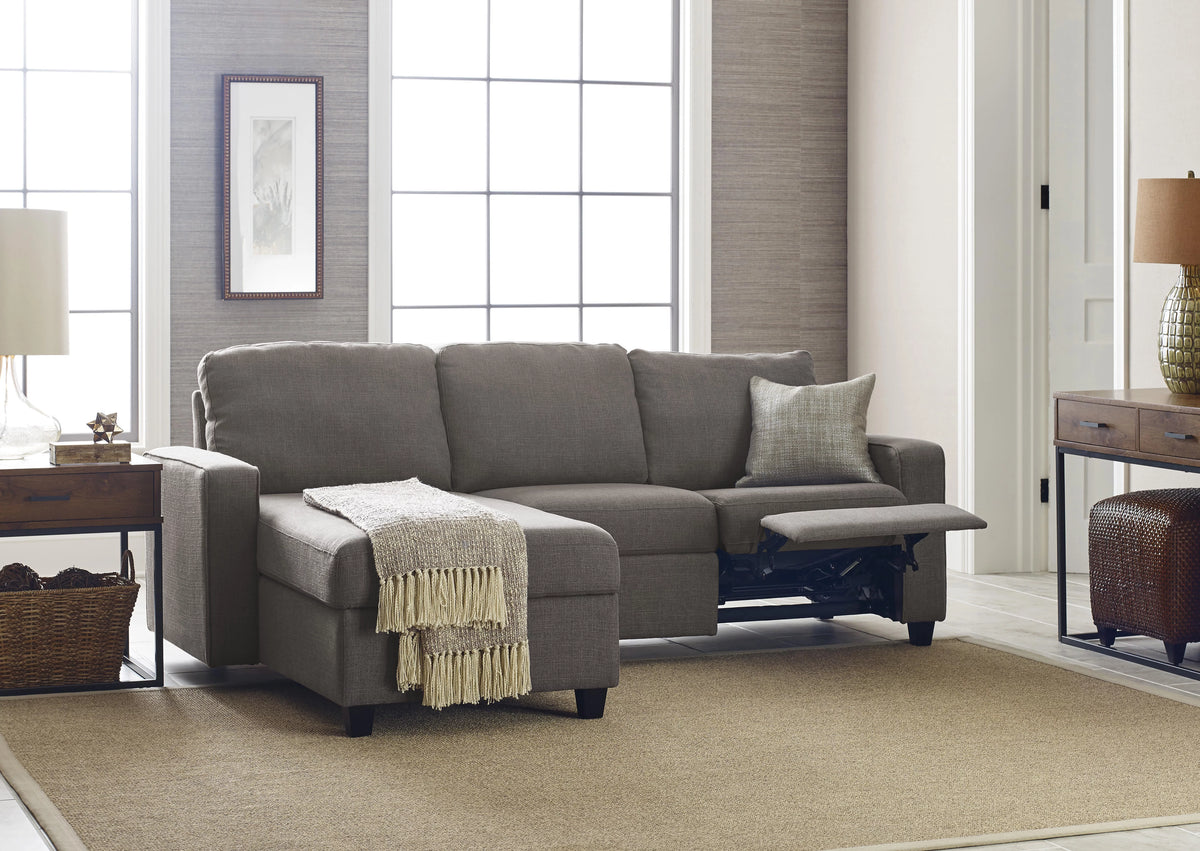 Gray Reclining Sectional with Left Storage Chaise O7023