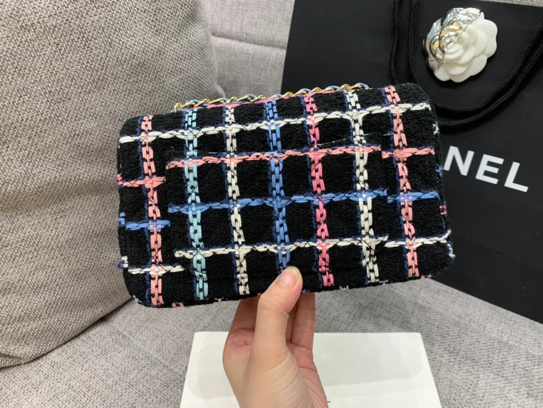 Navy Tweed Mini Rectangular Flap Bag F4995