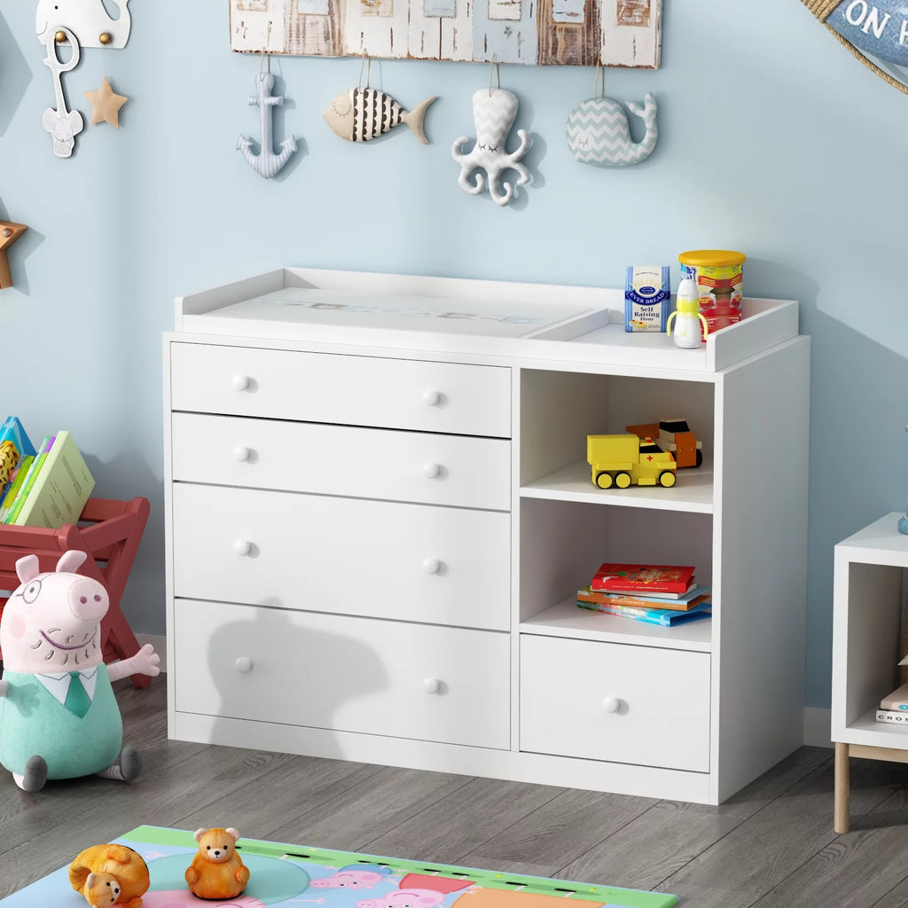 White 5 Drawer Baby Changing Table Dresser D667
