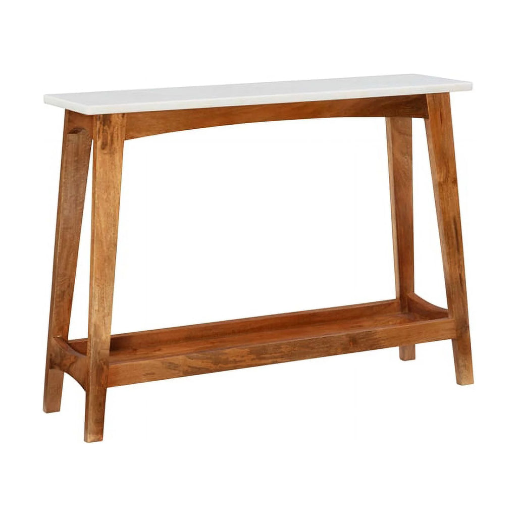 Brown Mango Wood and Marble Console Table E195