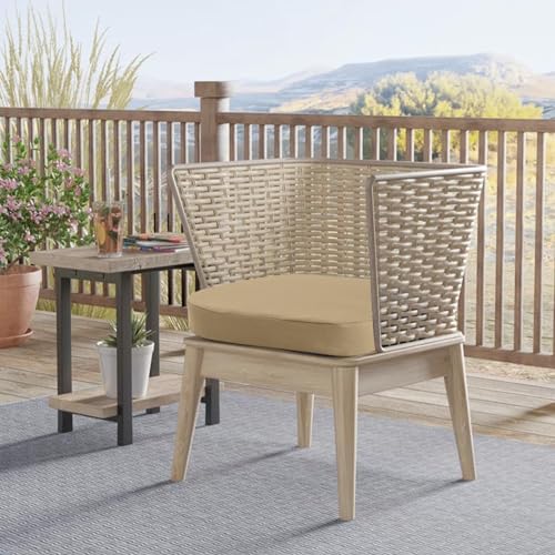 Outdoor Chair Cushions Set of 4, 17" x 17" x 3" Thick D-Shaped Waterproof with Ties H86990