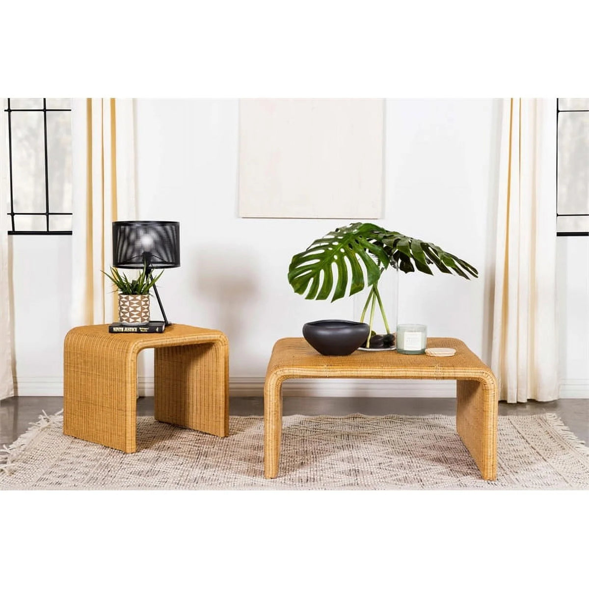 Square Coastal Rattan End Table X91155