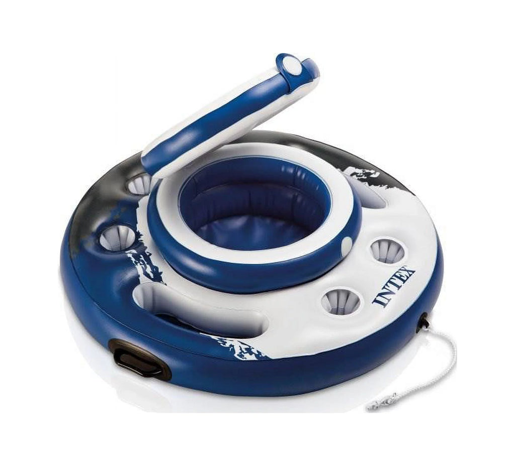 Inflatable 2 Person Pool Tube Float & Beverage Cooler Holder Q26234