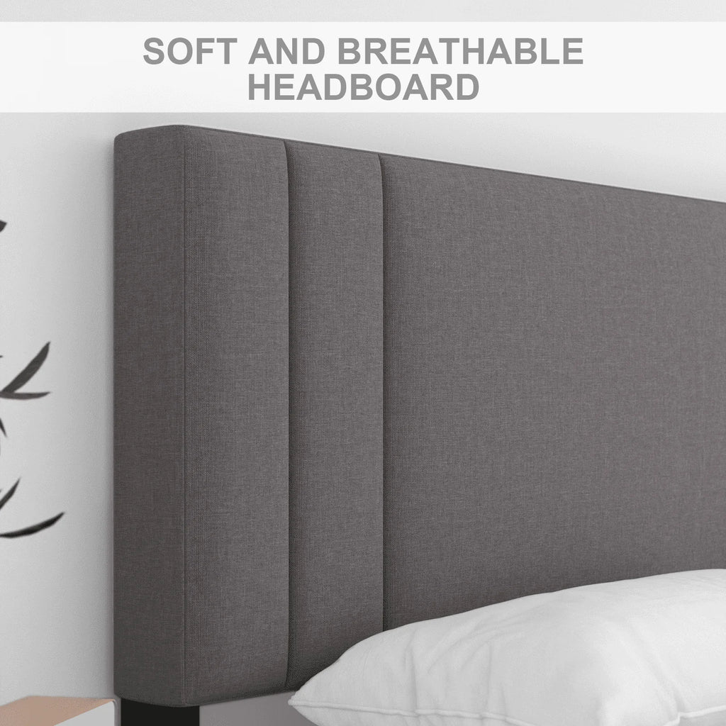 Full Size Platform Bed Frame with Fabric Upholstered Headboard R930