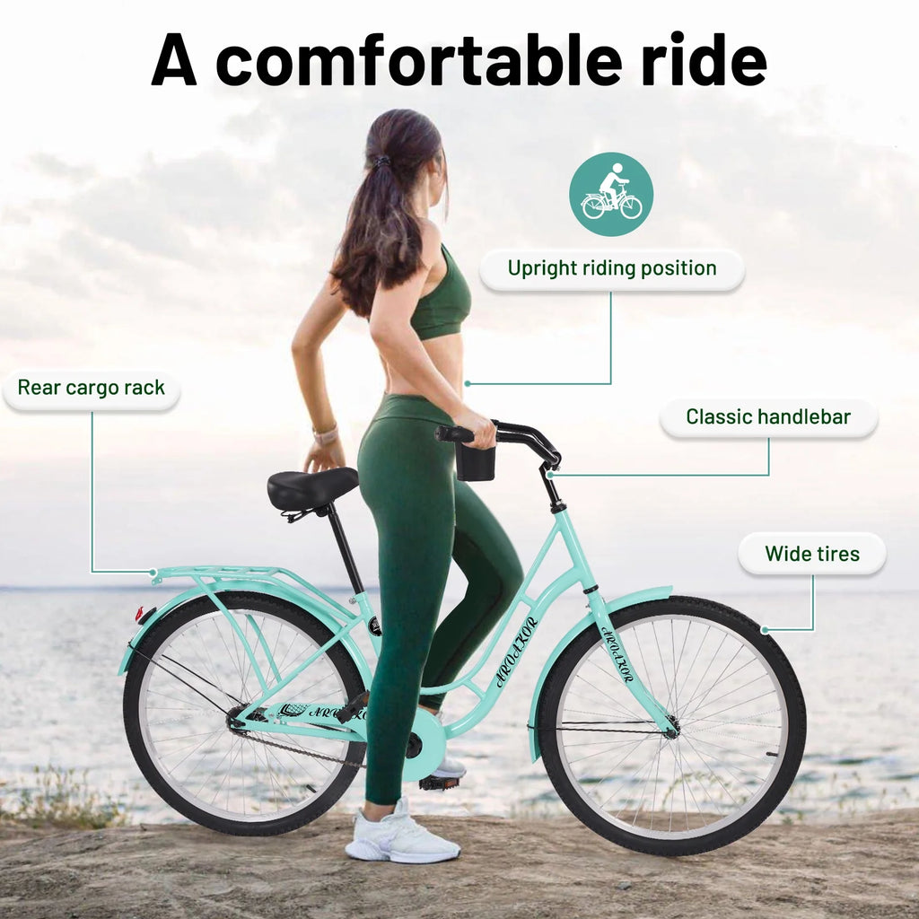 Green Carbon Steel Beach Cruiser Bike U862092