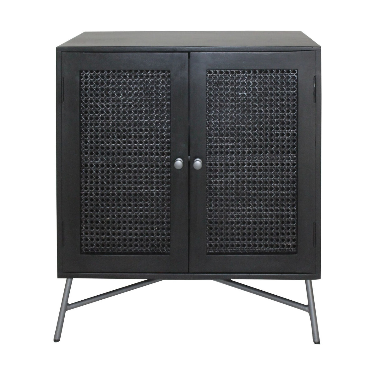Black 2-Door Wood Nightstand Y751