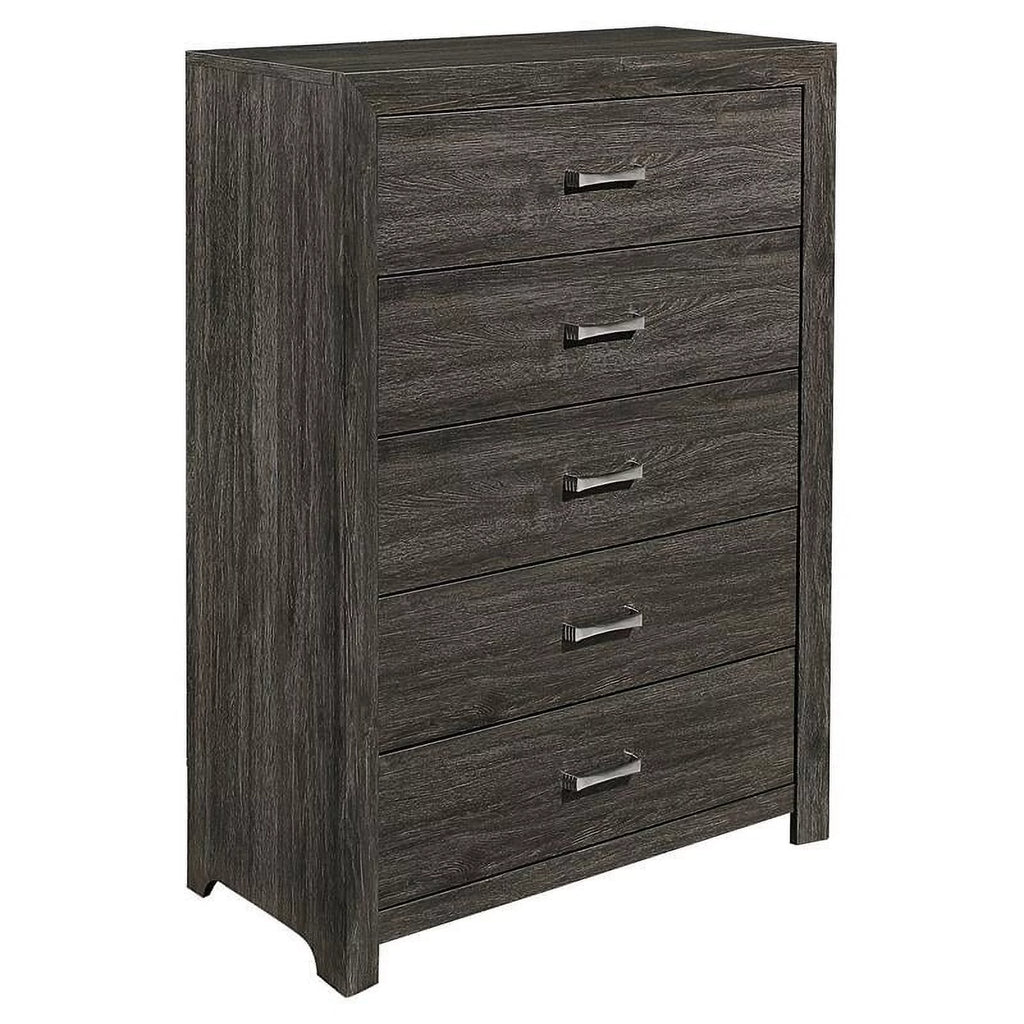 5 Drawer Contemporary Wood Chest in Dark Gray X989477