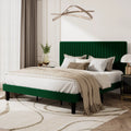 Queen Size Black Velvet Upholstered Platform Bed Frame A54442