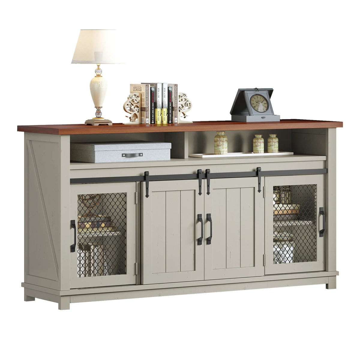 Antique White 63" Sideboard Buffet Cabinet J267