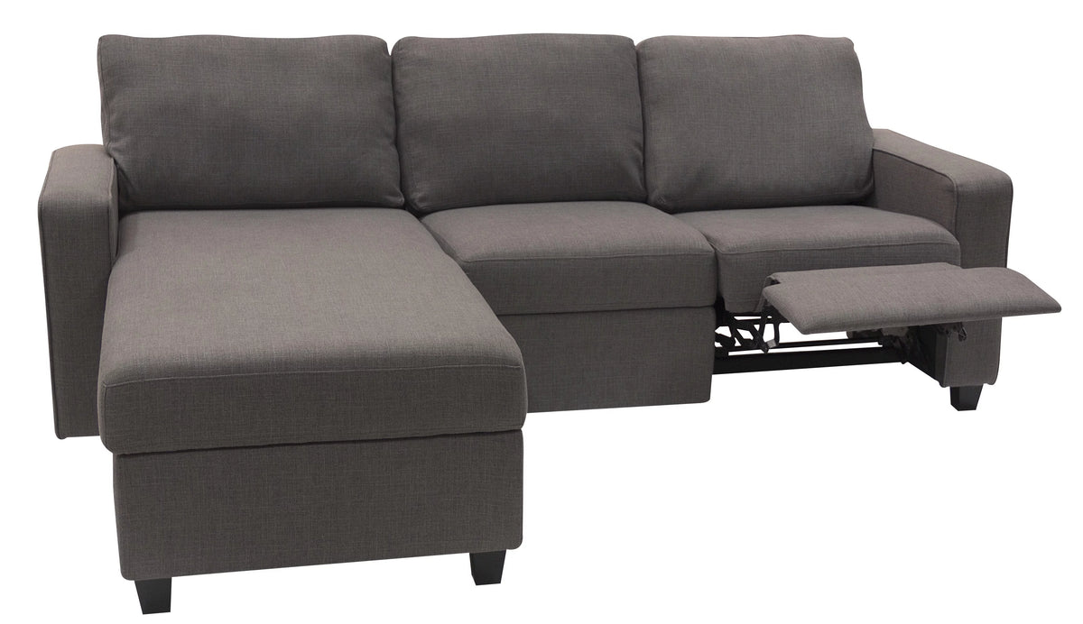 Gray Reclining Sectional with Left Storage Chaise O7023