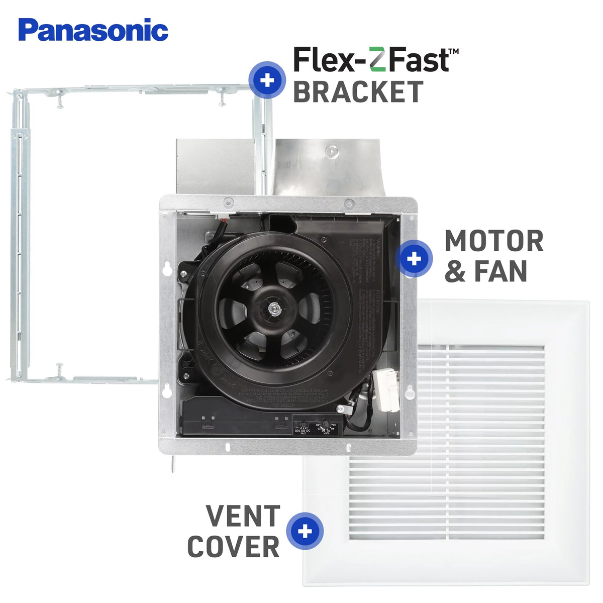 White Ceiling or Wall Exhaust Fan with Condensation Sensor S618296