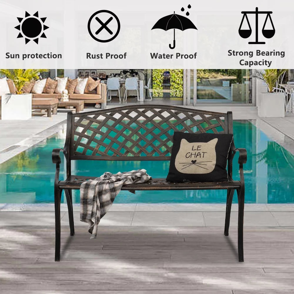 40.5" Aluminum Cast Iron Outdoor Garden Bench I69750