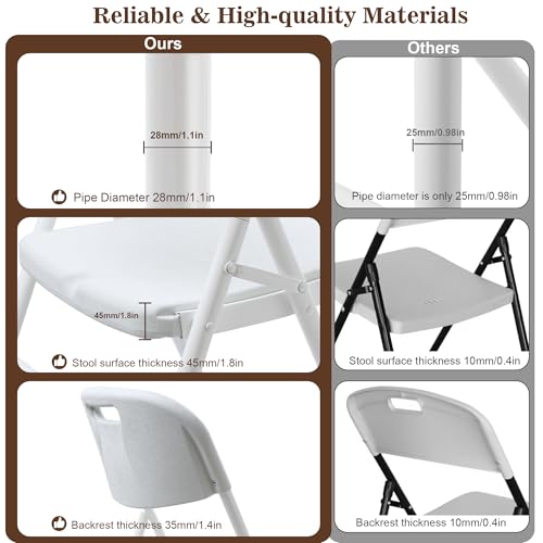 6 Pack White Folding Chair 700 lb Weight Capacity J687