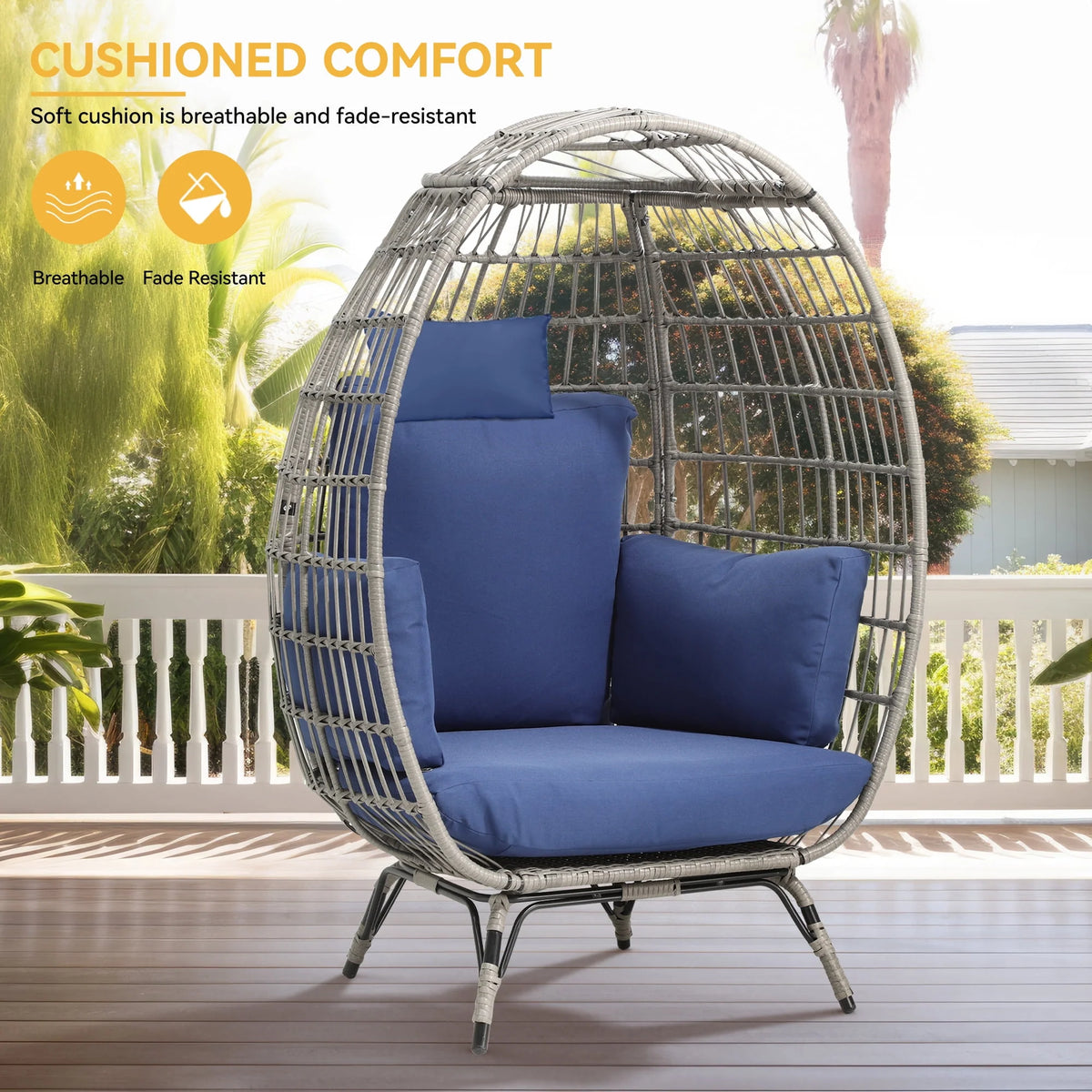 Egg Chair with Cushion Wicker PE Rattan B431868