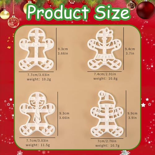 4 Pcs Large Gingerbread Man Cookie Cutter Set D8901