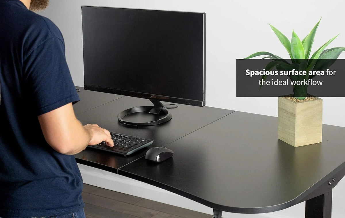 Height Adjustable 63 X 32 Inch Stand Up Desk with Black Table Top L505480