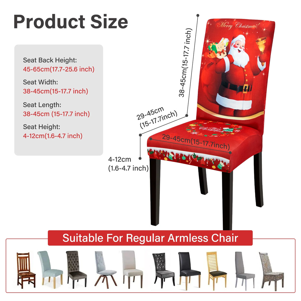 Stretch Christmas Chair Covers Set of 4 Red V268817