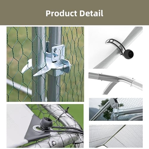 Large Walk-in Metal Chicken Coop with Waterproof Cover C131260