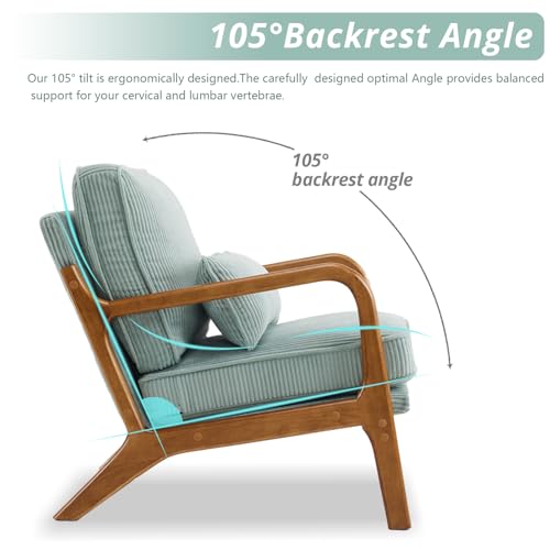 Teal Corduroy Upholstered Accent Chair with Pillow K7197
