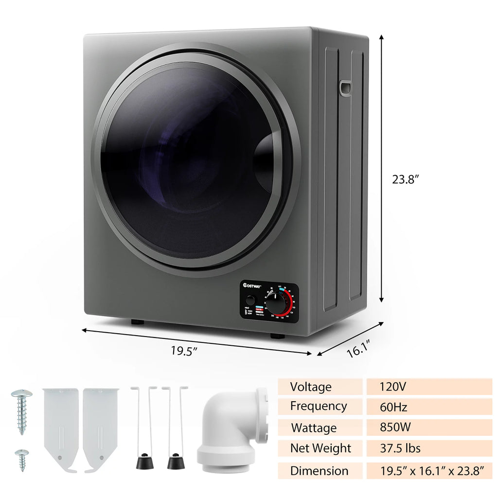 Compact Electric Laundry Dryer Stainless Steel Wall Mounted 1.5 cu.ft. J7405