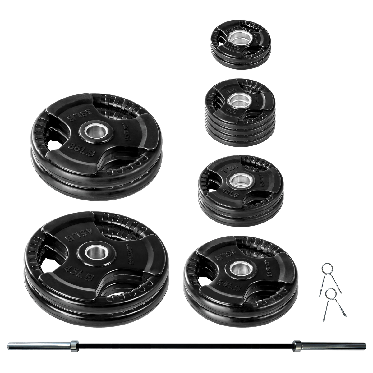 400 LB Olympic Weight Set with Barbell and Clips F90283