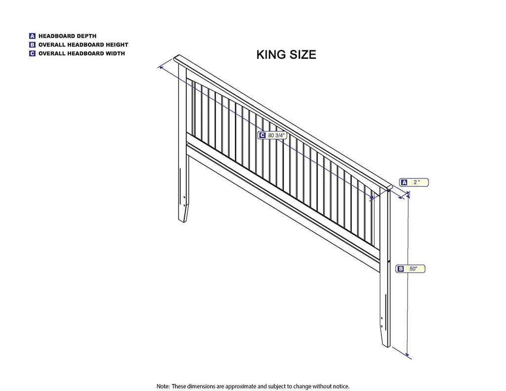 King Solid Wood Panel Headboard with Attachable Charger K3636