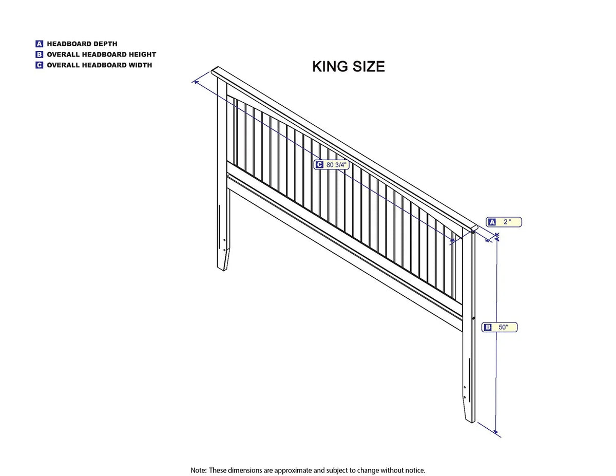 King Solid Wood Panel Headboard with Attachable Charger K3636