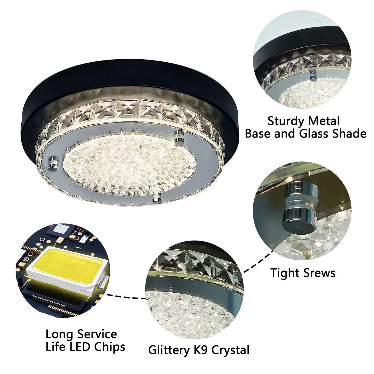 Black Crystal Flush Mount Ceiling Light E319151