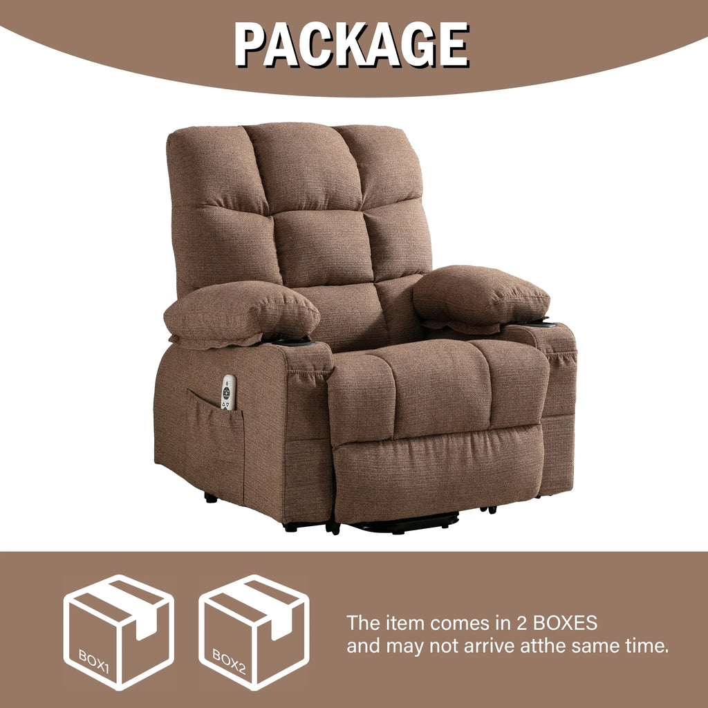 Brown Power Lift Recliner Chair with Massage and Heating O253608