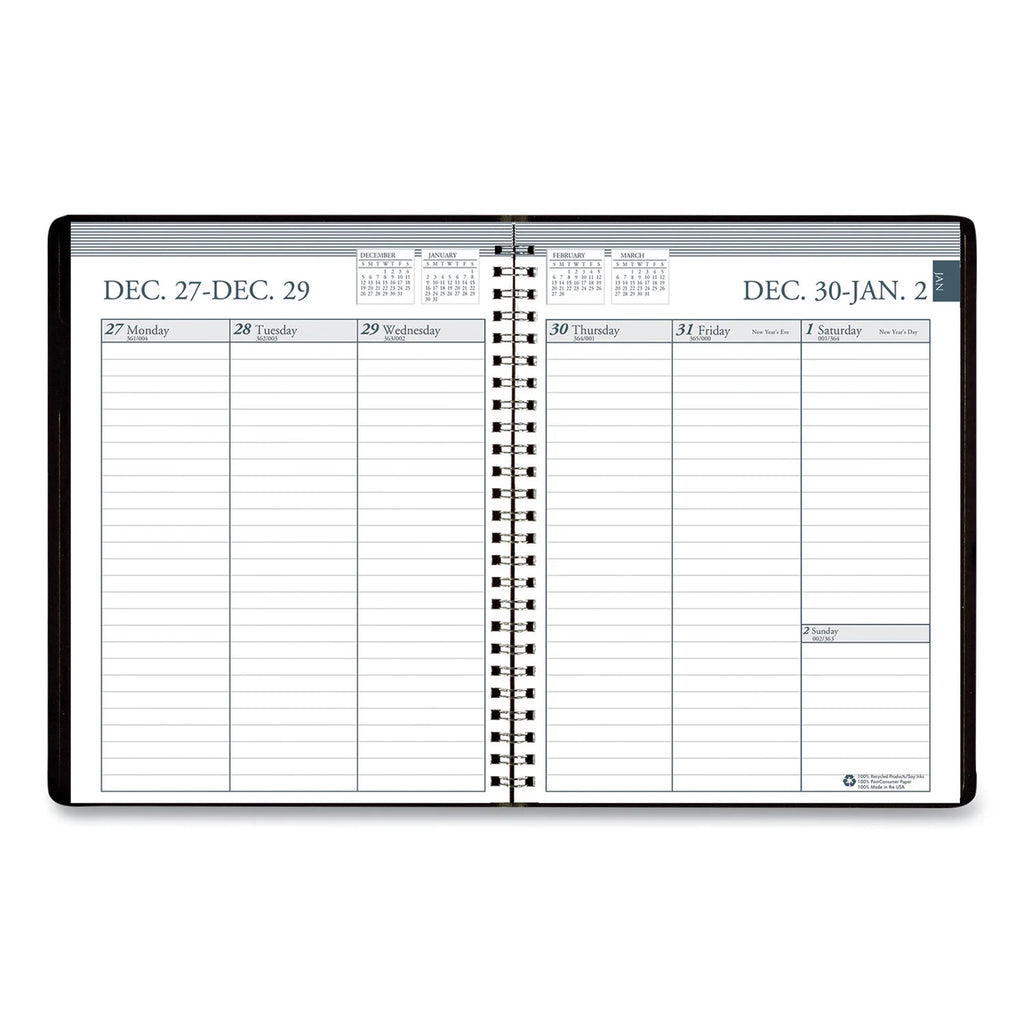 Ruled Weekly Appointment Book 8.75 x 6.88 Black W11952