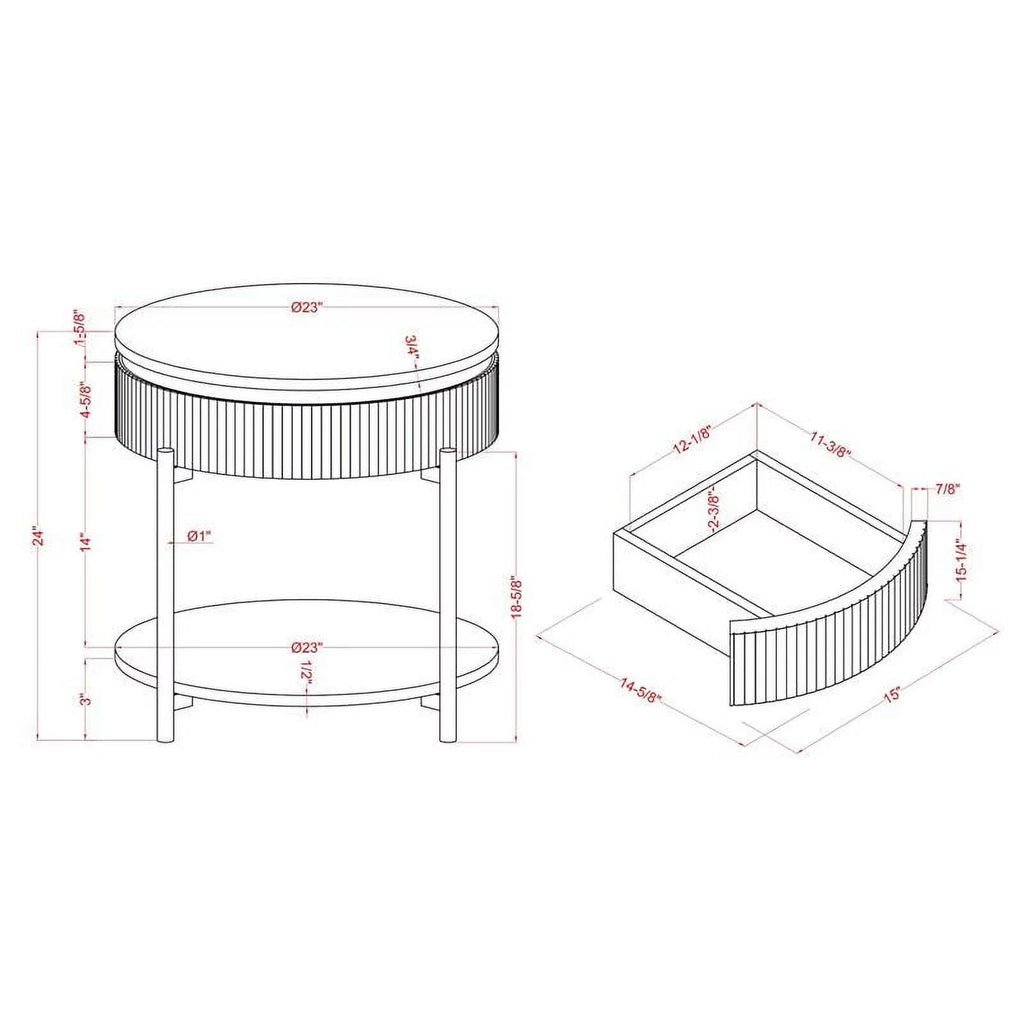 Wood 1-Drawer End Table Set of 2 Q107707