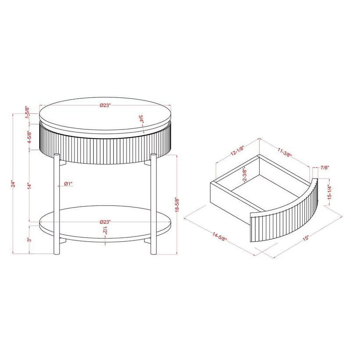 Wood 1-Drawer End Table Set of 2 Q107707