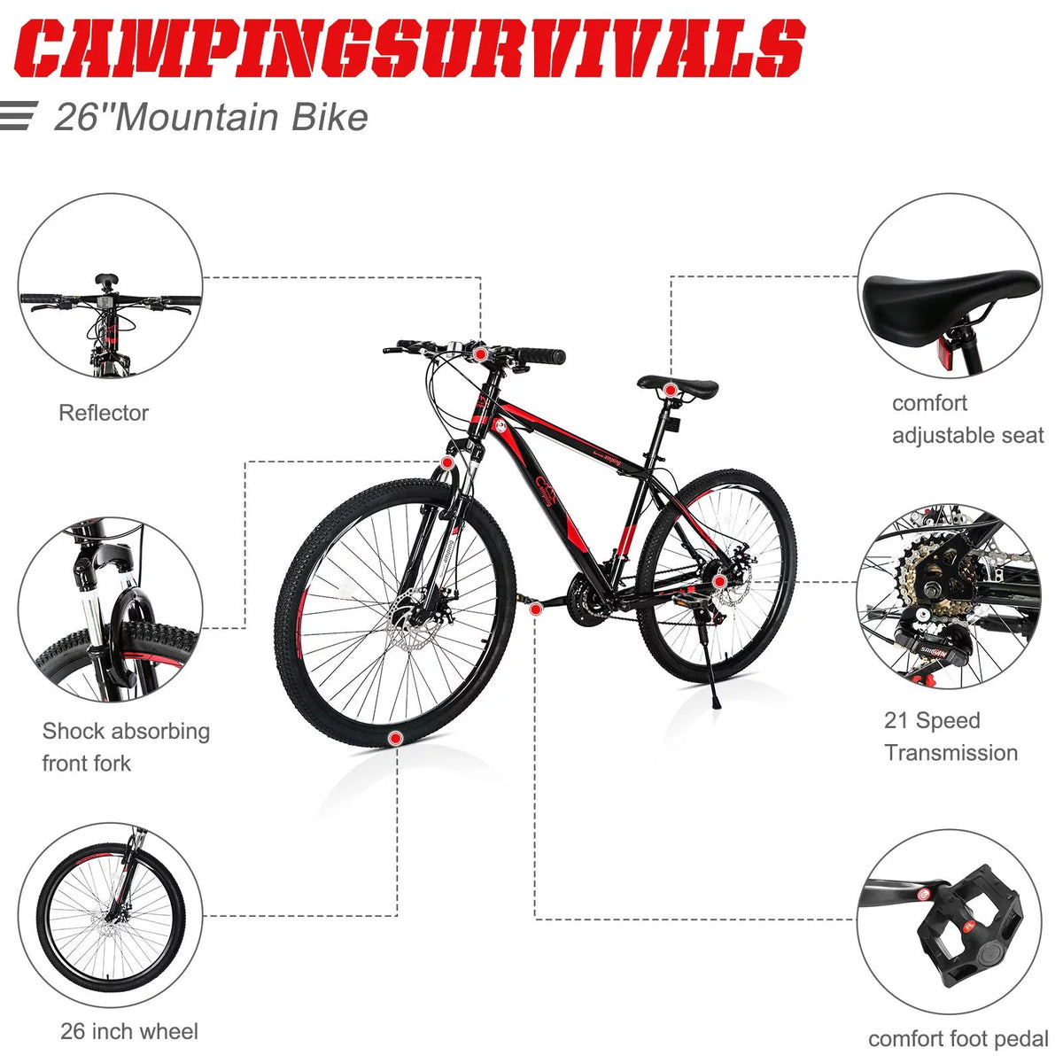21-Speed Red/Black Mountain Bike H8468