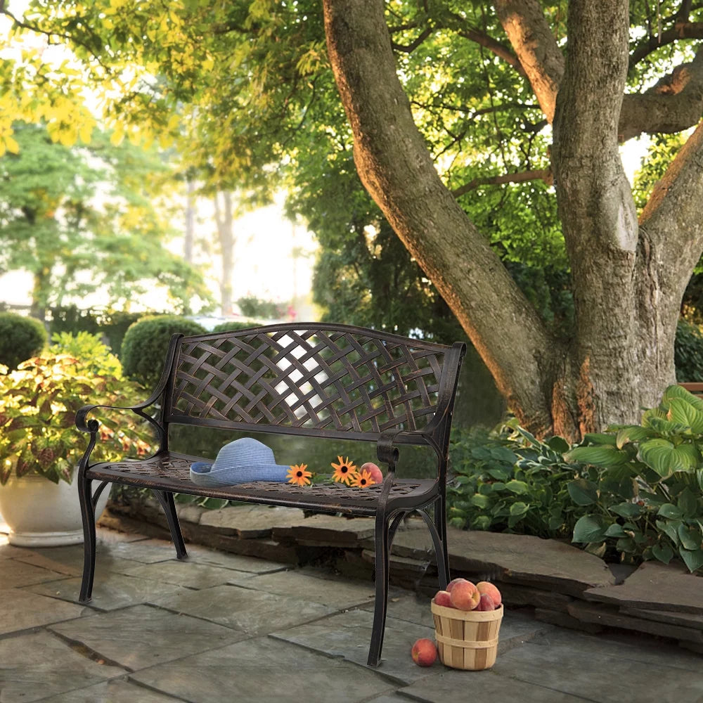 40.5" Aluminum Cast Iron Outdoor Garden Bench I69750