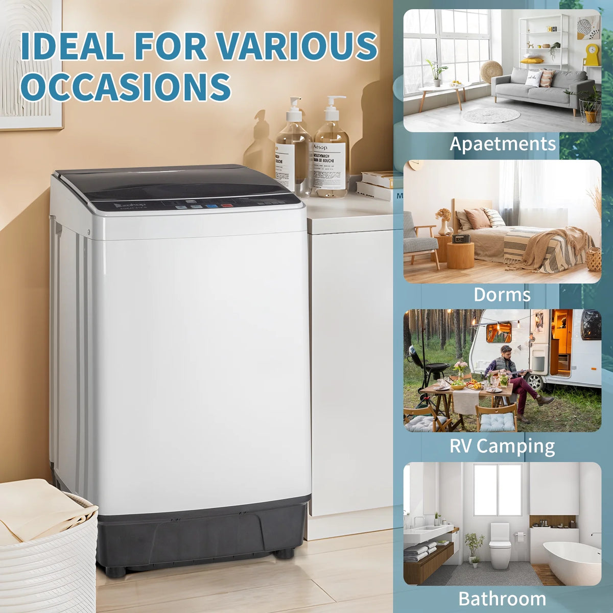 Full-Automatic Top Load Portable Compact Washing Machine 17.6 Lbs Capacity L137837