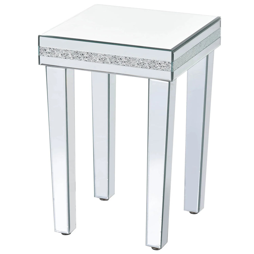 Glass Mirrored Side Table with Adjustable Height Legs M794956