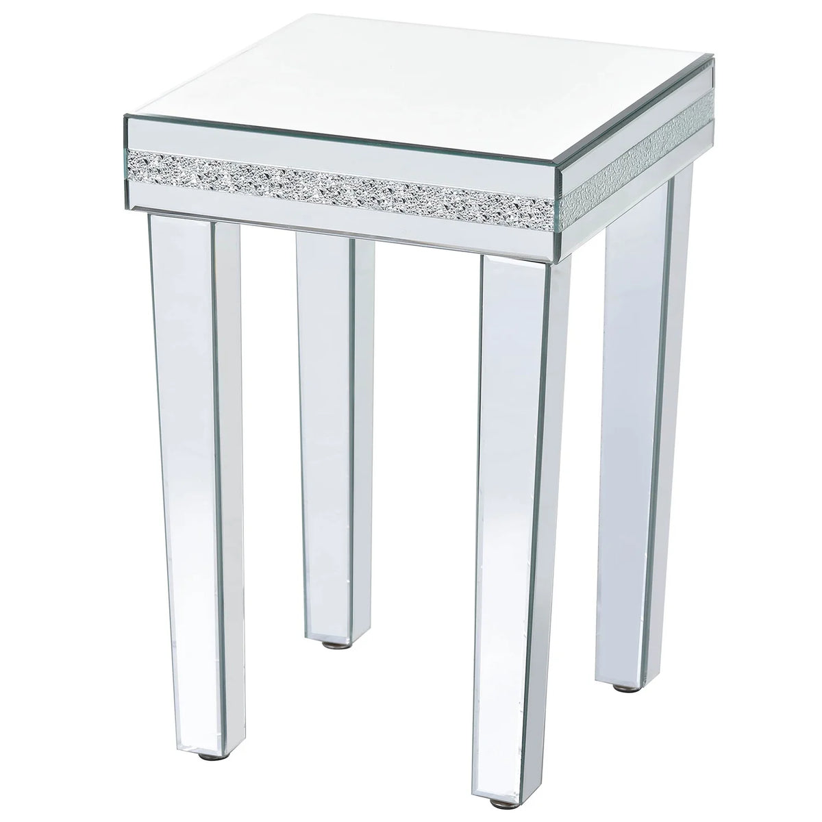 Glass Mirrored Side Table with Adjustable Height Legs M794956