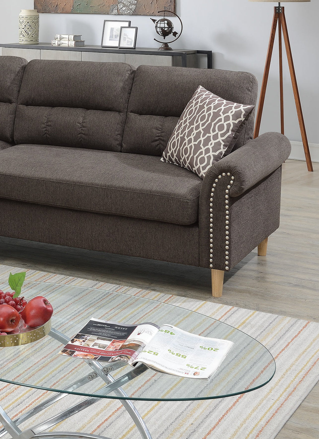 Tan Polyfiber Reversible Sectional Sofa Set M647334