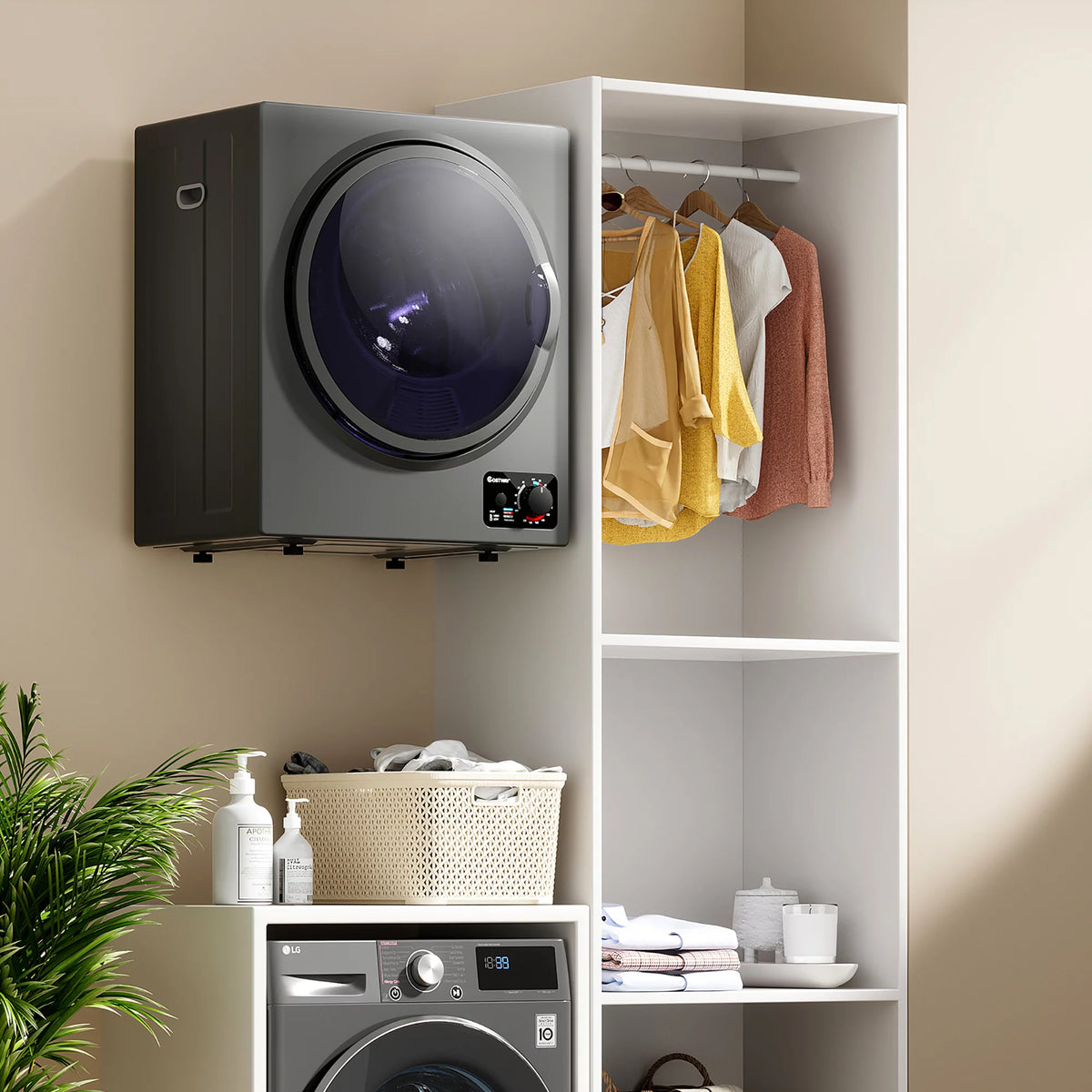 Compact Electric Laundry Dryer Stainless Steel Wall Mounted 1.5 cu.ft. J7405