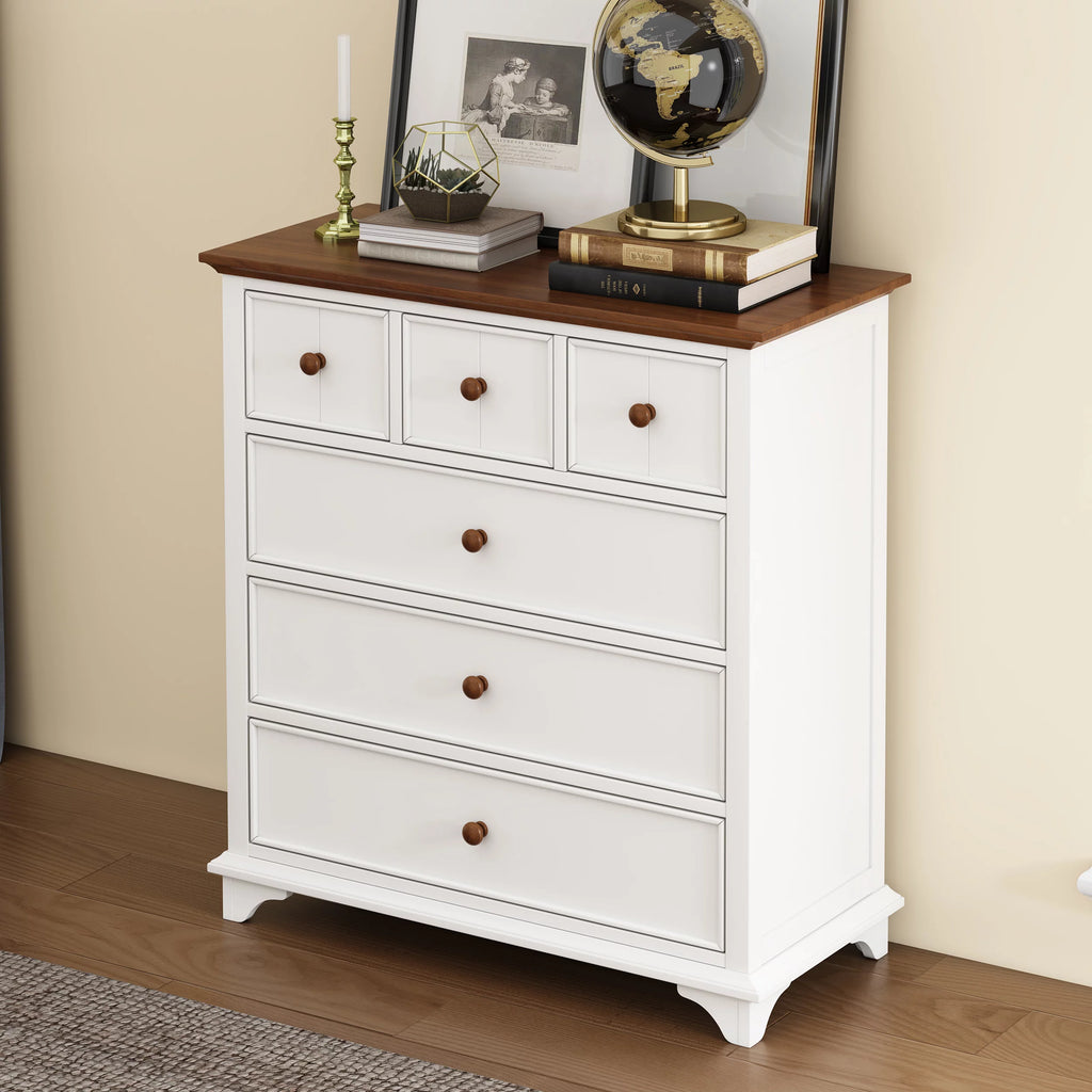 White Wooden 6 Drawer Chest N288
