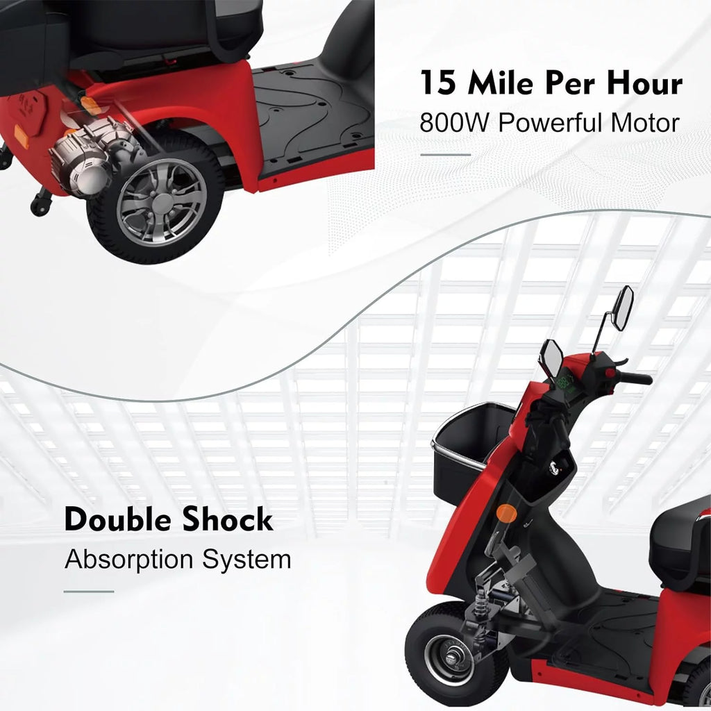 4 Wheel 800W Mobility Scooter 500 lb Capacity N8479