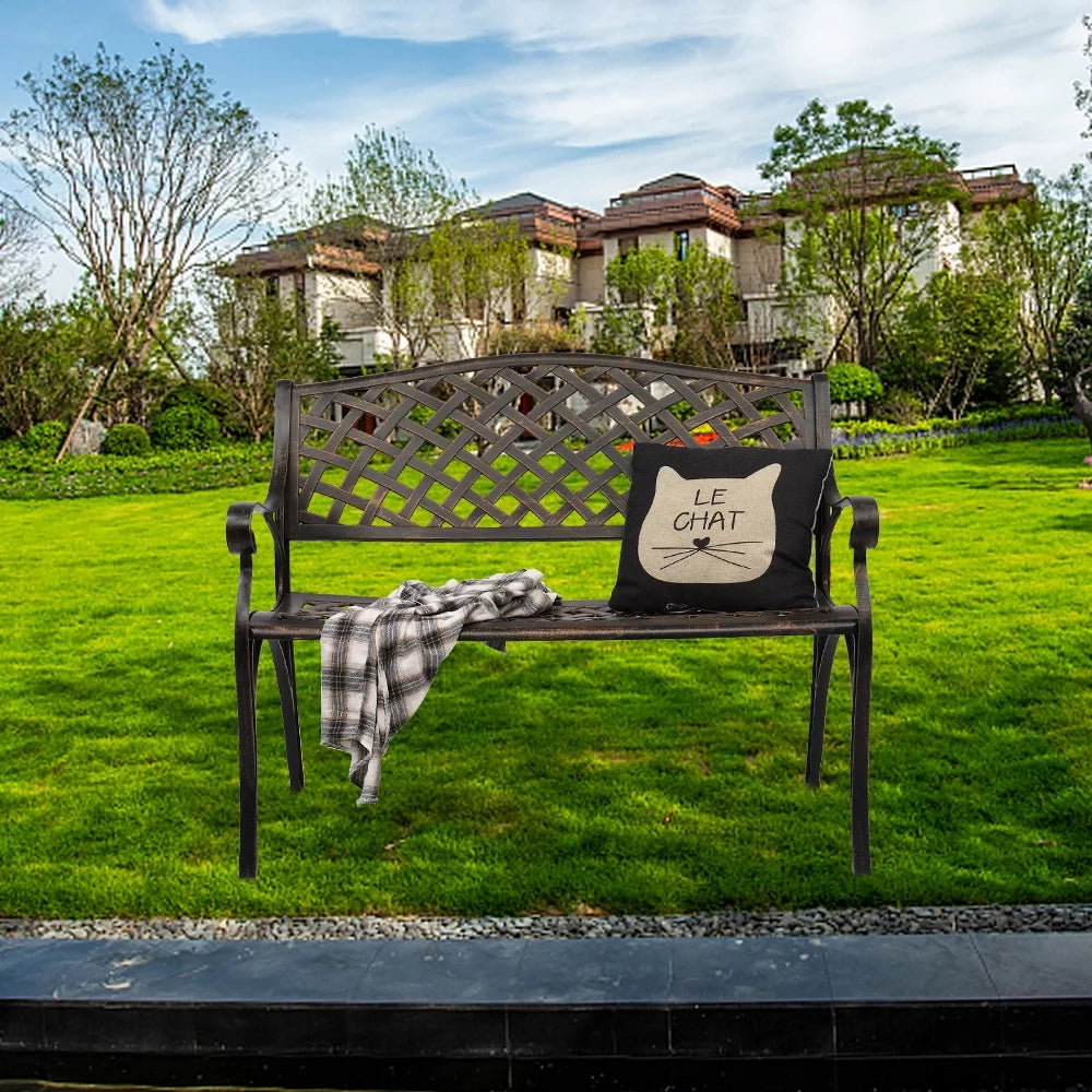40.5" Aluminum Cast Iron Outdoor Garden Bench I69750