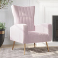 Pink Velvet Upholstered Accent Chair with Metal Legs E68911