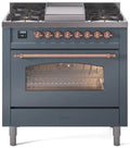 36 Dual Fuel Propane Gas Range Blue Grey Copper Trim P93235