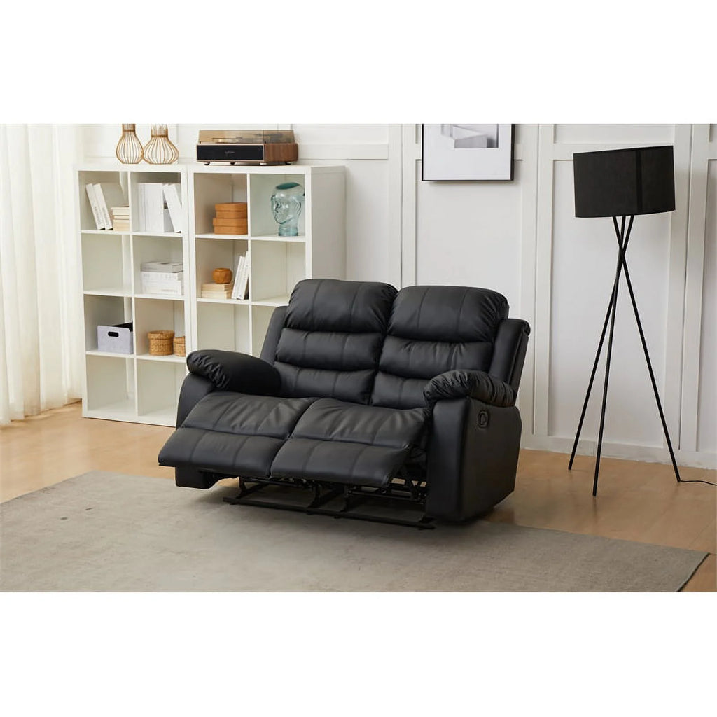 Black Faux Leather Loveseat J377752