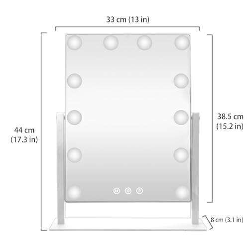 White Hollywood Vanity Mirror with 12 Dimmable Bulbs Z600386