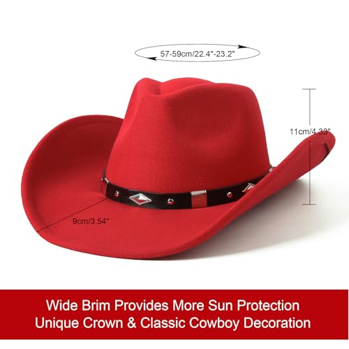 Felt Wide Brim Western Cowboy Hat with Belt Buckle M304