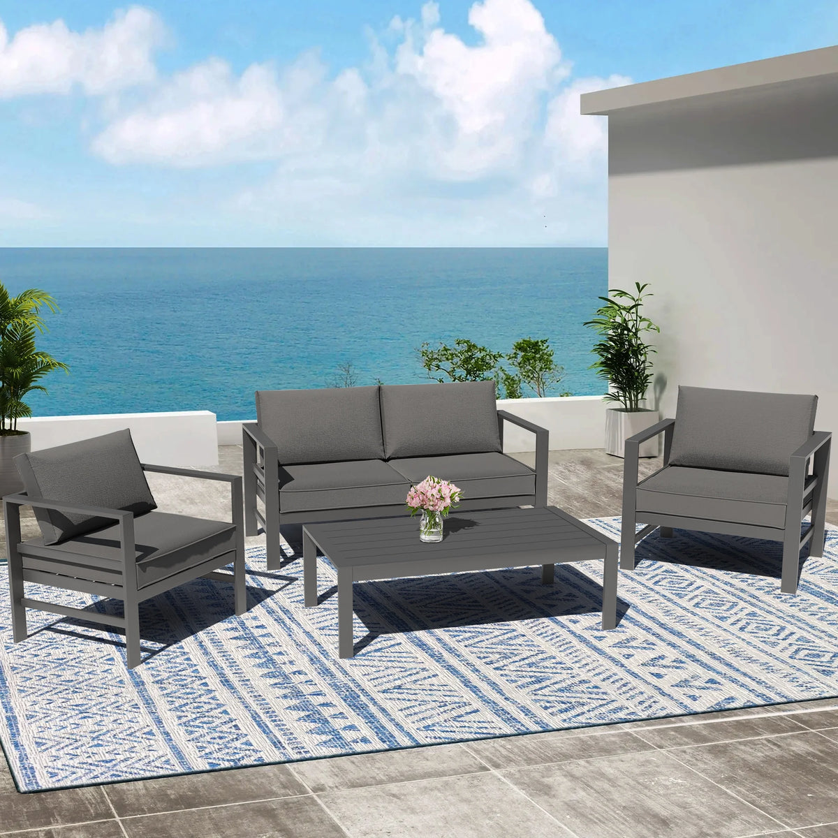 Cast Aluminum 4 Pieces Patio Furniture Set M1301